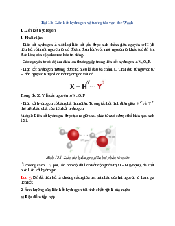 Sự liên kết hydrogen và tương tác van der waals trong hoá học