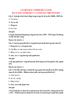 22 câu Trắc nghiệm Địa lí 8 Bài 20 có đáp án 2023: Khí hậu và cảnh quan trên Trái Đất