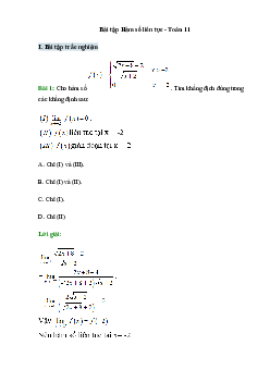 50 Bài tập Hàm số liên tục (có đáp án)- Toán 11