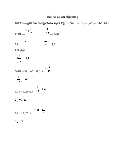 Điền dấu “> , < , =” vào chỗ chấm:  54,01 ... 54 1/10