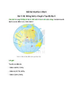 Xác định tọa độ địa lí của các điểm A, B, C trên hình 4