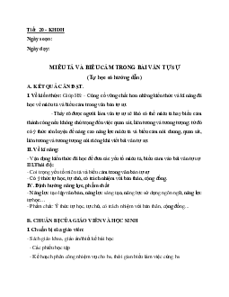 Giáo án ngữ văn lớp 10 Tiết 20: Miêu tả và biểu cản trong bài văn tự sự