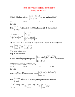 17 câu Trắc nghiệm Ôn tập chương 3 nâng cao có đáp án 2023 – Toán lớp 9