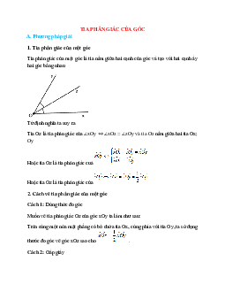 Hai dạng toán về Tia phân giác của góc chọn lọc