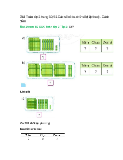 Giải SGK Toán lớp 2 Tập 2 trang 50, 51 Các số có ba chữ số (tiếp theo) – Cánh diều