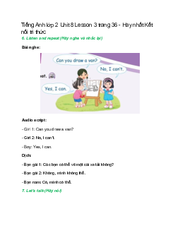 Tiếng Anh lớp 2 Unit 8 Lesson 3 trang 36 – Kết nối tri thức