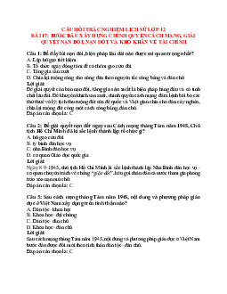 24 câu Trắc nghiệm Lịch sử 12 Bài 17 có đáp án 2023: Nước Việt Nam Dân chủ Cộng hòa từ sau ngày 2-9-1945 đến trước ngày 19-12-1946 - Phần 2