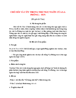 Chó sói và cừu trong thơ ngụ ngôn của La Phông-ten - Tác giả tác phẩm – Ngữ văn lớp 9
