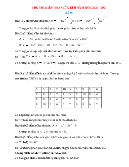 8 đề thi kiểm tra giữa kì 2 năm học 2020 - 2021