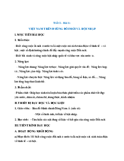 Giáo án Địa lí 12 Bài 1 Việt Nam trên đường đổi mới và hội nhập mới nhất