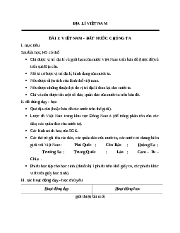 Giáo án địa lý 5 bài 1: Việt Nam - đất nước chúng ta mới nhất