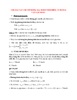 Phương pháp giải và bài tập về Xác định thời điểm, vị trí hai vật gặp nhau trong chuyển động thẳng đều
