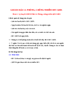 Lý thuyết GDCD 8 Bài 14 (mới 2023 + 10 câu trắc nghiệm): Phòng, chống nhiễm HIV/AIDS