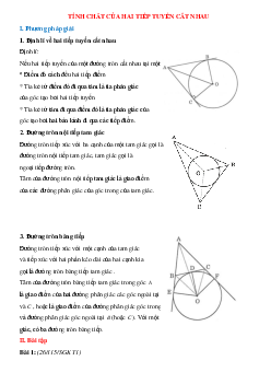 50 Bài tập Tính chất của hai đường tiếp tuyến cắt nhau (có đáp án)- Toán 9