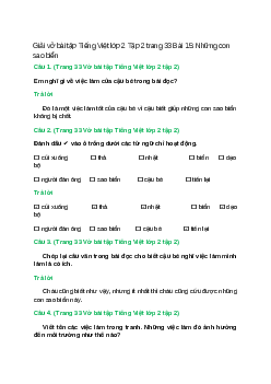 Vở bài tập Tiếng Việt lớp 2 Tập 2 trang 33 Bài 15: Những con sao biển – Kết nối tri thức