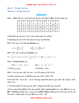 Phiếu bài tập tuần 32 - Toán 7