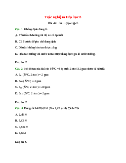 10 câu Trắc nghiệm Bài luyện tập 8 có đáp án 2024 – Hóa học lớp 8
