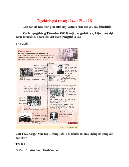 Soạn bài Tự đánh giá trang 104 - 105 - 106 – ngắn nhất Cánh diều