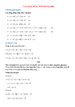 Cách giải các hằng đẳng thức đáng nhớ - Đại số toán 8