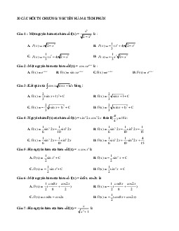 Các dạng bài tập về nguyên hàm - tích phân (có đáp án)