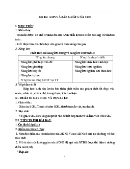 Giáo án Sinh học 9 Bài 16: ADN và bản chất của gen mới nhất - CV5555
