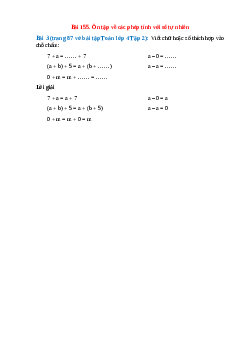 Viết chữ hoặc số thích hợp vào chỗ chấm: 7 + a = …… + 7