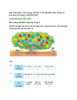 Giải SGK Toán lớp 2 Tập 2 trang 134, 135 Bài 74: Ôn tập kiểm đếm số liệu và lựa chọn khả năng | Kết nối tri thức