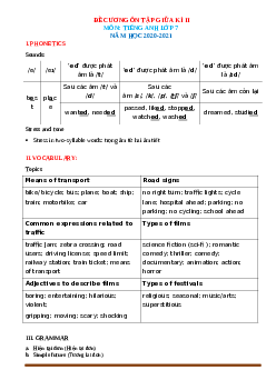 Đề cương ôn tập học kì II môn tiếng anh lớp 7
