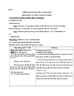 Giáo án GDCD 11 Bài 13 Chính sách giáo dục và đạo tạo khoa học và công nghệ, văn hóa tiết 3 mới nhất