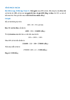 Một người mua 600 cái bát. Khi chuyên chở đã có 69 cái bát bị vỡ