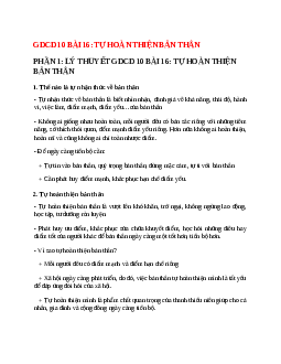 GDCD 10 Bài 16 (Lý thuyết và trắc nghiệm): Tự hoàn thiện bản thân