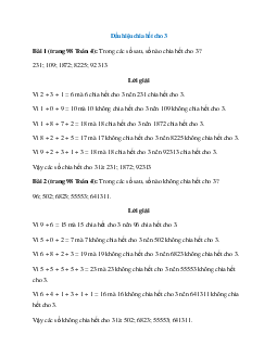 Toán lớp 4 trang 98 Dấu hiệu chia hết cho 3