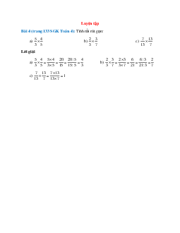 Tính rồi rút gọn: 5/3x4/5; 2/3x3/7