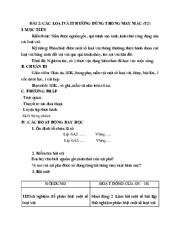 GIÁO ÁN CÔNG NGHỆ 6 BÀI 2: CÁC LOẠI VẢI THƯỜNG DÙNG TRONG MAY MẶC (T2) MỚI NHẤT – CV5512