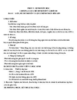 Giáo án Sinh học 12 Bài 1: Gen, Mã di truyền và quá trình nhân đôi ADN mới nhất - CV5512