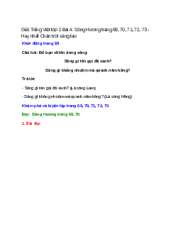 Tiếng Việt lớp 2 Tập 2 trang 69, 70, 71, 72, 73 Bài 4: Sông Hương – Chân trời sáng tạo
