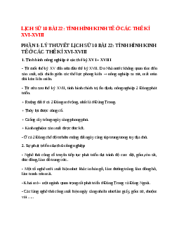 Lịch Sử 10 Bài 22 (Lý thuyết và trắc nghiệm): Tình hình kinh tế ở các thế kỉ XVI-XVIII