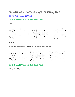 Vở bài tập Toán lớp 2 Tập 2 trang 12, 13 Bài 40: Bảng nhân 5 | Kết nối tri thức