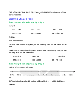 Vở bài tập Toán lớp 2 Tập 2 trang 45, 46 Bài 50 So sánh các số tròn trăm, tròn chục – Kết nối tri thức