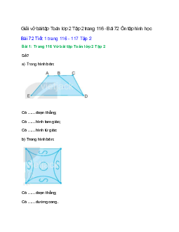 Vở bài tập Toán lớp 2 Tập 2 trang 116, 117, 118, 119 Bài 72: Ôn tập hình học | Kết nối tri thức