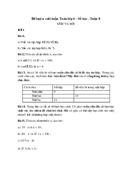 Bài tập cuối tuần Số học Toán lớp 6 tuần 8 có đáp án