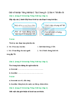 Vở bài tập Tiếng Việt lớp 2 Tập 2 trang 9, 10, 11, 12 Bài 4: Tết đến rồi – Kết nối tri thức