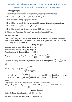 Giải bài toán bằng cách lập phương trình, hệ phương trình - Bài toán liên quan đến vật lý, hóa học