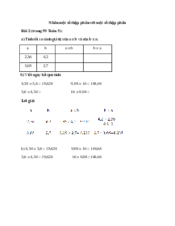 Tính rồi so sánh giá trị của a x b và của b x a