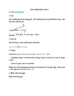 Tất tần tật về Góc hình học lớp 6 chọn lọc