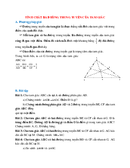 Tổng hợp các dạng toán thường gặp về Tính chất ba đường trung tuyến của tam giác chọn lọc