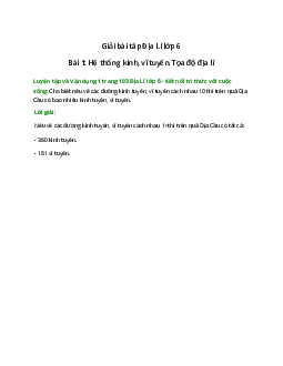 Cho biết nếu vẽ các đường kinh tuyến, vĩ tuyến cách nhau 10 thì trên quả Địa Cầu