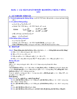 Các bài tập lý thuyết hai đường thẳng vuông góc