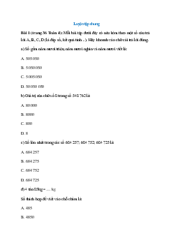 Mỗi bài tập dưới đây có nêu kèm theo một số câu trả lời A, B, C, D