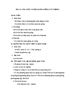 Giáo án Công Nghệ 7 Bài 11: Sản xuất và bảo quản giống cây trồng mới nhất - CV5555